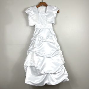 Flower Girl Dress  White  Pick-Up Bubble  Girl Dress